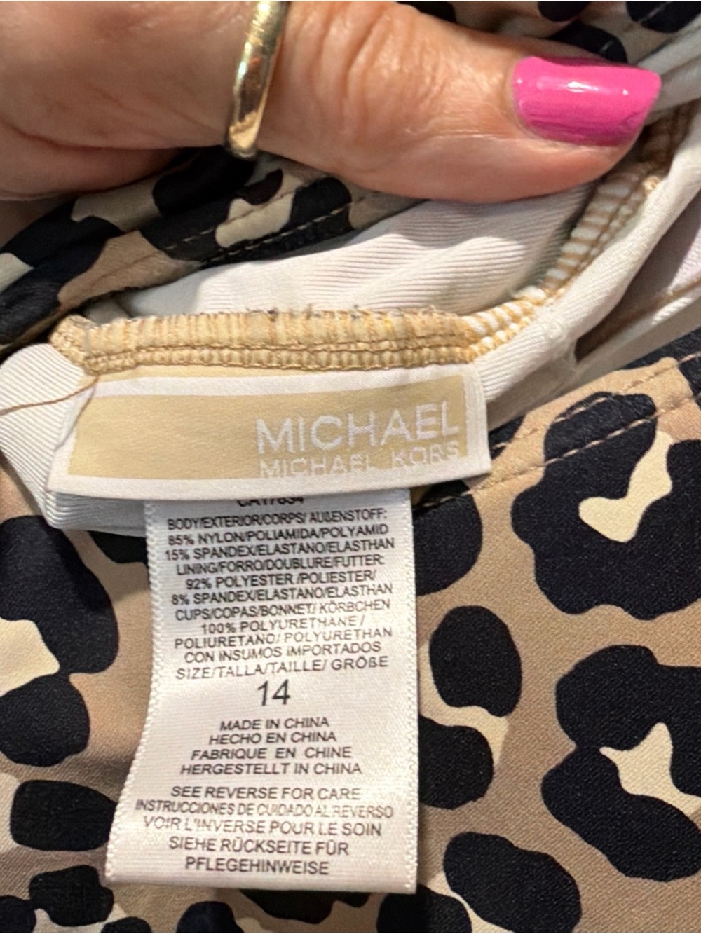 MICHAEL KORS Leopard Lace-Up One-Piece Swimsuit - Tan & Black - Picture 8 of 10